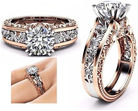 Розово злато 925 Сребрен прстен за ангажман со солитер за жени гроздобер невеста Свадба накит Популарни додатоци