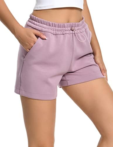 Chanfulkoala lightенски високи половини ултра меки атлетски пот -шорцеви обични панталони за летни салони со џебови
