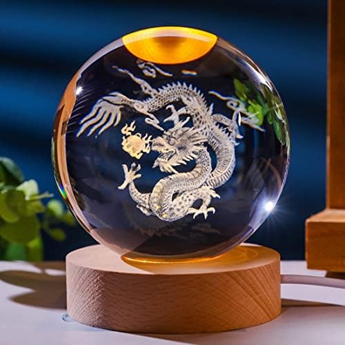 Стаклена топка 3Д ласерска врежана змеј кристална топка фенг шуи глобус додатоци за декорација на домови минијатурни подароци