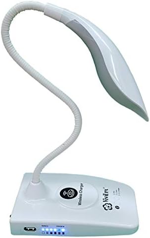 Vivilux LED ламба за задачи со безжичен полнач, USB порт и флексибилен врат; Напојување на батеријата што може да се надополнува, лесна и