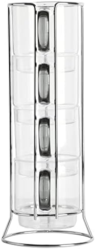 Gibson Soho Lounge Stackable стаклени чаши со решетка, стакло, 4-парчиња, 14 унца