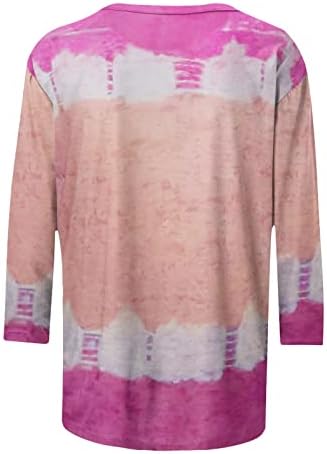 3/4 ракави блузи за девојки екипаж градиентски блок во боја графички салон вратоврска боја блузи маици женски SX