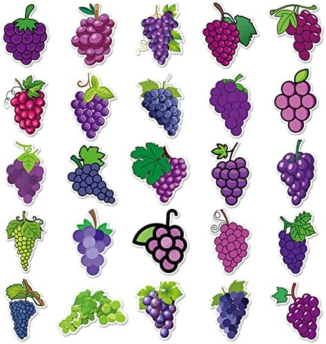 Налепници за овошје грозје Виолетова налепници Пакуваат 50 парчиња-околи за лаптоп патување со лаптоп Телефон Телефон за автомобили