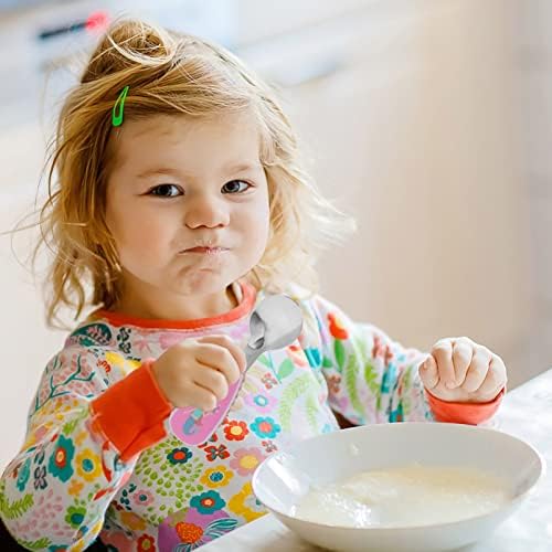 Хемотон само -храна бебешки прибор Не'рѓосувачки челик лажица и вилушка сет за новороденчиња за хранење за новороденчиња за обука на мали лажици и вилушка за садов?
