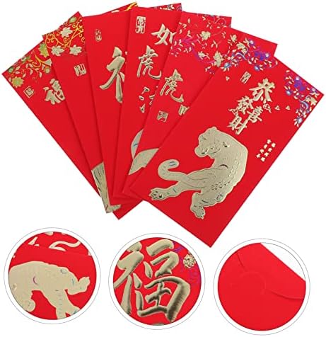 Тофику 18 парчиња Година На Тигар Црвен Плик Украсни Пликови Црвени Чанти Кинески Црвени Пакети Кинески Свадбени Пликови Кинески Плик Со Пари
