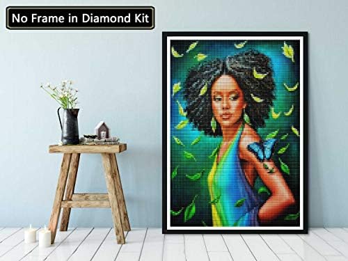 Палодио 5д Комплети За Сликање Дијаманти Афроамериканец, Боја Со Дијаманти Уметност Африканска Црна Жена Боја По Бројки Целосна