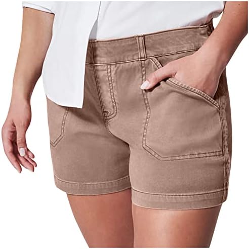 ZLOVHE жени се протегаат кратко, женски меки стрии, кратки странични џебови, меко чувство без копче и без патент ласкаво вклопување