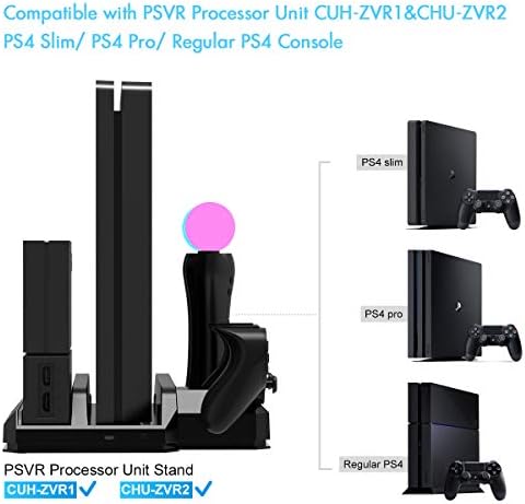 Штанд за полнење на Kootek со вентилатор за ладење за PlayStation VR Move Motion Controllers, погодни за PS4 SLIM / PRO / Редовна