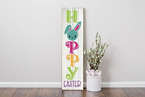 Извиткан Р Дизајн Хопи Велигденски зајаче уникатен вертикален пролетен декор Дрвен знак, 24 виси/стоејќи фарма куќа Велигденски декор,