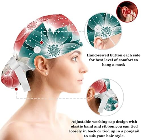 Медицински капачиња на Муоум, прилагодливо работно капаче со копчиња и лакова коса, цвет од европски стил