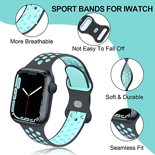 Gleiven силиконски ленти компатибилни со Apple Watch Band Soft Silicone Sports Bands Blands за замена за замена на IWATCH SERIES SE 7 6 5 4 3