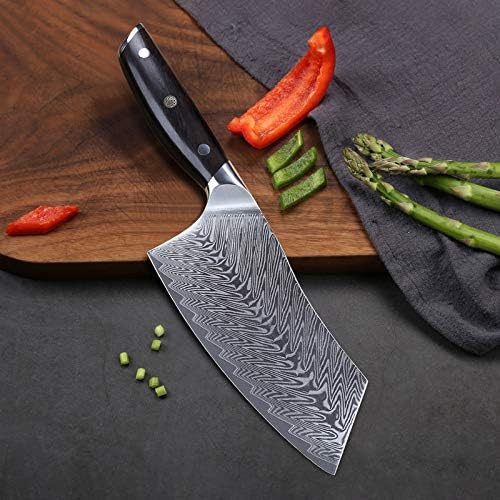 Нож за сечење дамаск-Ножеви За Зеленчук Од Месо 7 Инчи-Јапонски ЧЕЛИК ВГ - 10