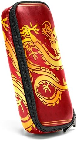 Традиционална кинеска змеј кожа молив со молив, торба со пенкало со двојна торбичка за чување торби за канцелариски торби за