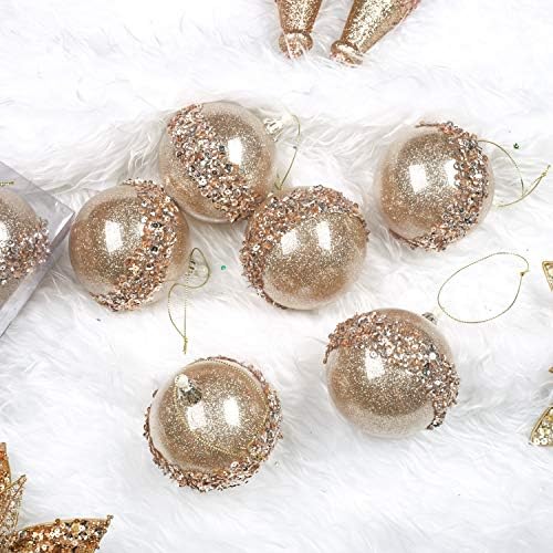 3,15 ВИДЕЛНИ ОНАМЕНТИ топки, 6 п.п. постави шампањски божиќни украси украси украси совршени забавни украси занаетчиски транспарентни подароци