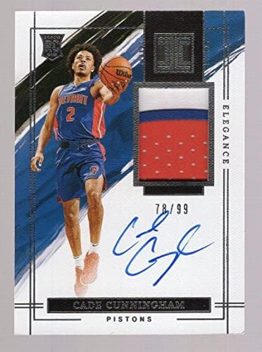 Cade Cunningham 2021-22 Panini беспрекорен RPA RC на картичка Auto/Patch 78/99 - Непотпишани кошаркарски картички