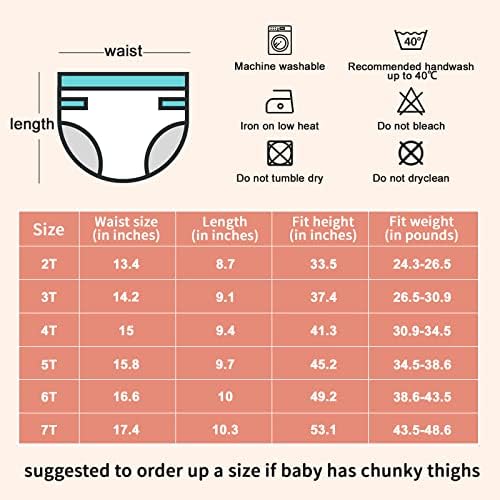 Moomoo Baby 8 пакувања за обука на мали деца за долна облека за момчиња и девојчиња силни панталони за обука на памук 2-7T