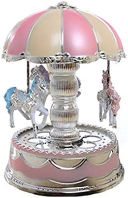 Besportble Moon Decor Decor Canusel Music Box Led Luminous Light 3- коњ што ротира витер музички подарок деца фигура игра играчка роденденски