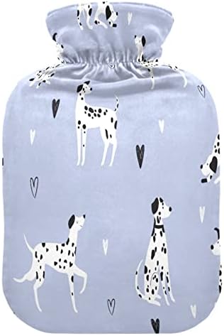 ТАРТИЦИЈА Смешно далматински кучиња Класично шише со топла вода со покривка, БПА бесплатно PVC 1L мала торба за топла вода за олеснување