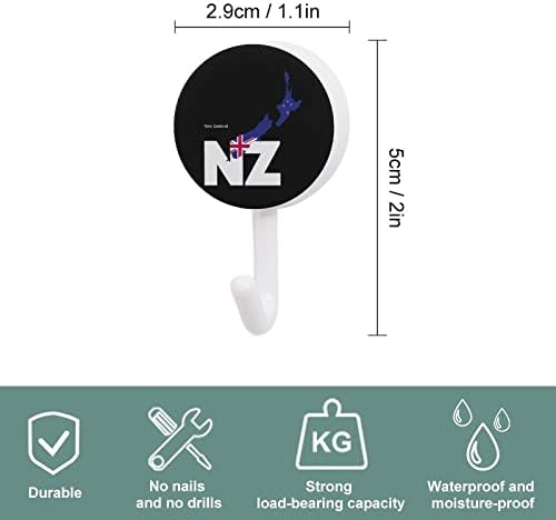 Нов Зеланд земја со куки на wallидови на картата, обиколни пластични куки Трајни лепливи куки за кујна бања 10 пакувања