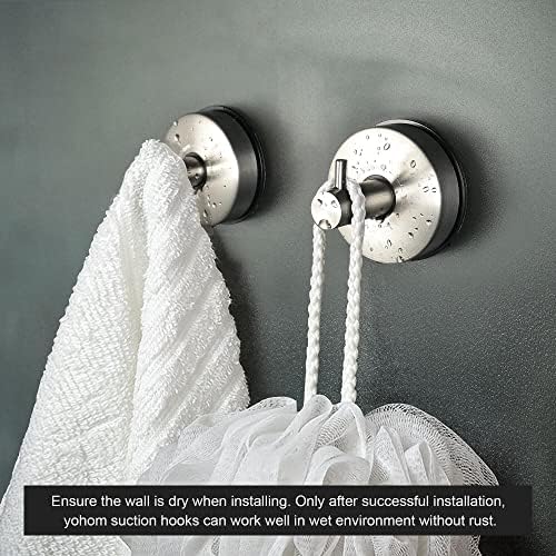 Yohom ​​suciton држач за пешкири постави 3 парчиња прстен за крпи и куки за држач за туш за туширање, не'рѓосувачки челик вакуум бања,
