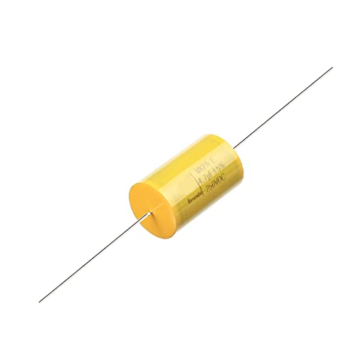 Полипропилен филмски кондензатор на олово од типот Беттомшин, цилиндричен 250V DC 4.7UF 1931mm жолт за аудио делител 1 парчиња
