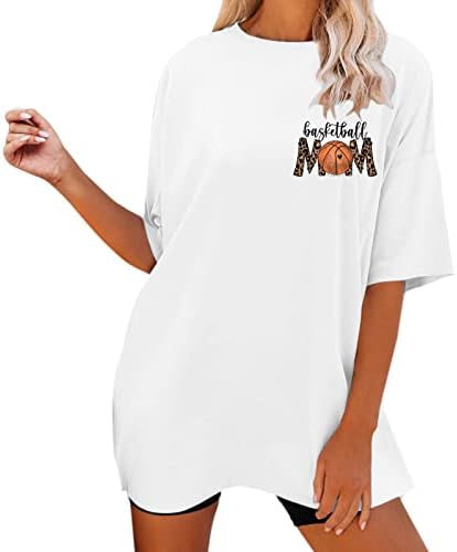 Секси плус големина на врвови, буквата графичка печатена екипаж со кратки ракави маички маички за жени плус големина