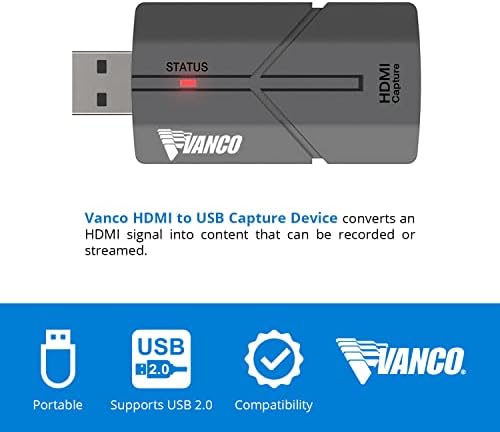 Ванчо HDMI ДО USB 4k Картичка За Снимање - Компактен И Пренослив Уред За Снимање Видео За Гејмери, Стримери и Креатори На Содржини-Греј