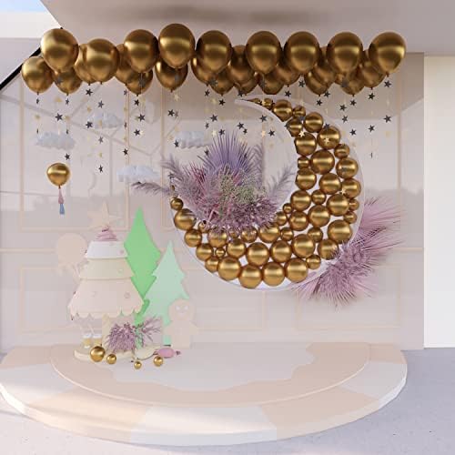 Метални златни балони 134 парчиња латекс балони лак сет со 5/10/12/18 инчи златни балони, 4 балони за декорација на балони