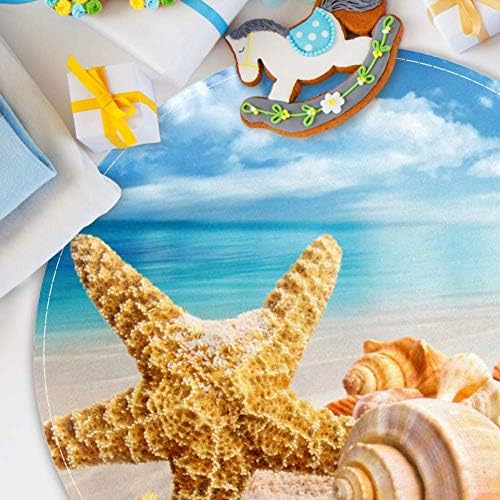 Heoeh Shells Starfish Blue Sky Seaw, Nonlip Doormat 15,7 Тркалезна област килими теписи за деца спална соба бебе соба игра соба