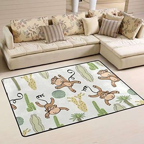 Мајмуни кактури големи меки килими за килими плејматски килим под кат за деца играат соба спална соба дневна соба 3 'x 2', килим за домашни