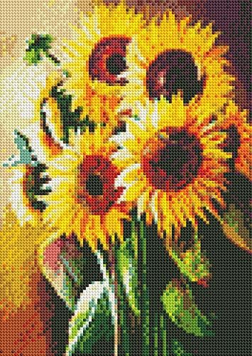 Сончогледот Дијамантски сликарство Daisy Flower DIY 5D Diamond Art комплети за возрасни и деца Дијамант Дотц целосна вежба за занаети