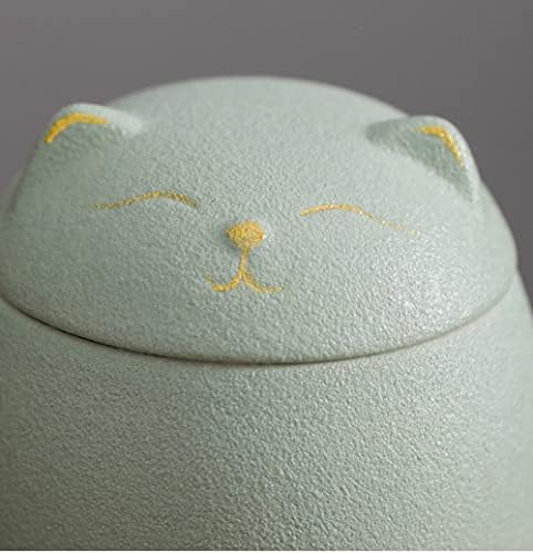 Керамичка тегла Мозакона, врежана мачка Мала бонбони чинија со шеќер сад за складирање тегла Канистер со капа на заптивка