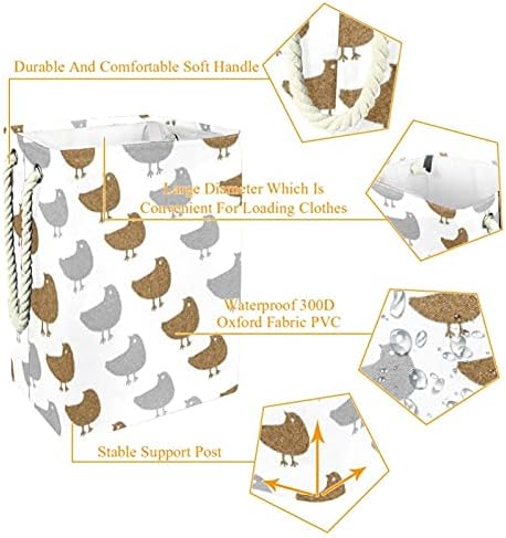 Сиви И Златни Птици Голема Пречка За Перење Со Лесна Рачка За Носење, Водоотпорна Корпа За Перење Што Се Склопува За Канти За Складирање