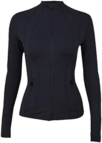 Зимска женска трчање јакна за фитнес затегнување спортови спортови јакна со долги ракави патент спортски јакна