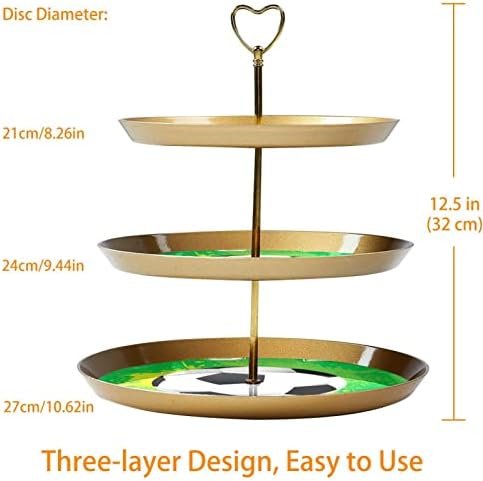 Tfcocft Торта Штанд, Десерт Маса Дисплеј Во Собата, Овошје Десерт Дисплеј Плоча, Фудбал Зелена шема