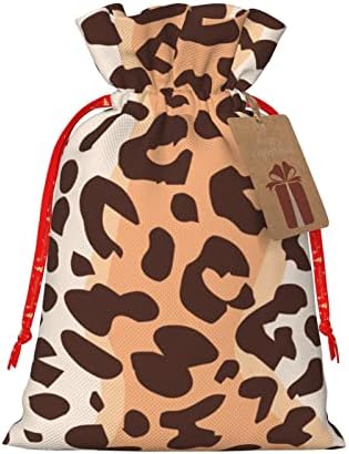 Жици Божиќни Торби За Подароци Леопард-Кожа-Текстура Претставува Торби За Завиткување Божиќни Вреќи За Завиткување Подароци Торбички Средни