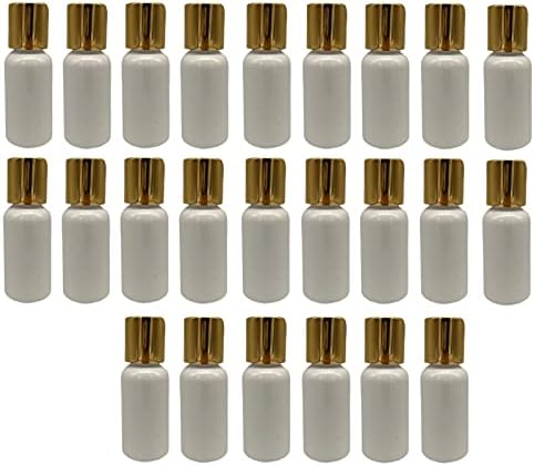 24 пакувања - 1 мл - Бели Бостон Пластични шишиња - Златен диск капа - За есенцијални масла, парфеми, производи за чистење -