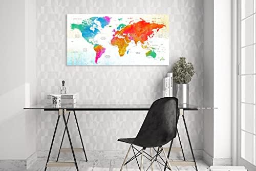 Светска мапа wallидна уметност декор слики гроздобер мапа платно отпечатоци од 20 x 40 инчи уметнички дела за канцеларија за дневна соба