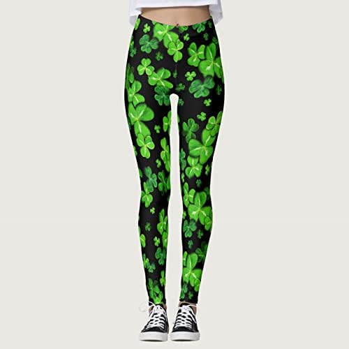 ДСОДАН со висока половината јога панталони мода женски Свети Патрикс ден сезонски тренингот за печатење хеланки со среќа зелени панталони