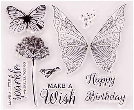 Среќен роденден Направете желба Глуварче пеперутка искра чисти марки за Божиќни картички што прават декорации и белешки за