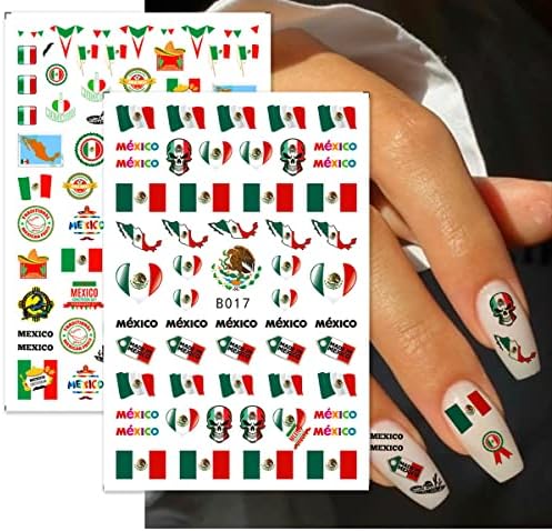 Фовесо Нокти Налепници Мексиканско Знаме Ноктите Уметност Налепници Сеп.16-Ти Налепници ЗА Нокти 3д Самолеплив Дизајн На Нокти Мексико