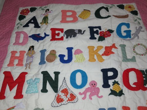Хавајски ватенка ABC Crib Comforter, бебешки ќебе, ватирана рака, виси wallид