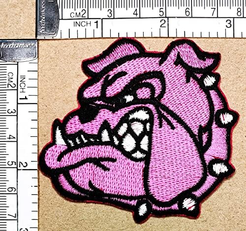 Kleenplus 3 парчиња. Розово куче глава шива железо на лепенка везена занаетчиска занаетчиска облека рачно изработена облека фустан растително