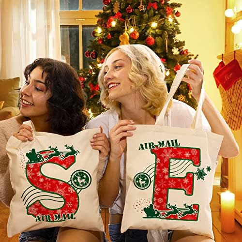 Божиќна почетна торба за подароци за платно за жени и мажи - големи торби од Кристама Тоте за Божиќни подароци - торба за еднократно
