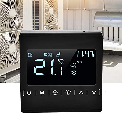 Дигитален термостат на вентилаторот, контролор на собна температура Интелигентен климатик термостат, печка за виси wallидови за