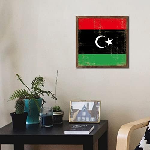 Фарма куќа дрвена wallидна маса знак Либија wallид декоративен за мантел гроздобер рамки Дрвена плакета знак државен знаме патување бања за