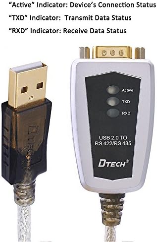 DTech 6 стапки USB до RS422 RS485 Сериски порта за конвертор Адаптер кабел со чип FTDI поддржува Windows 11 10 8 7 XP Mac