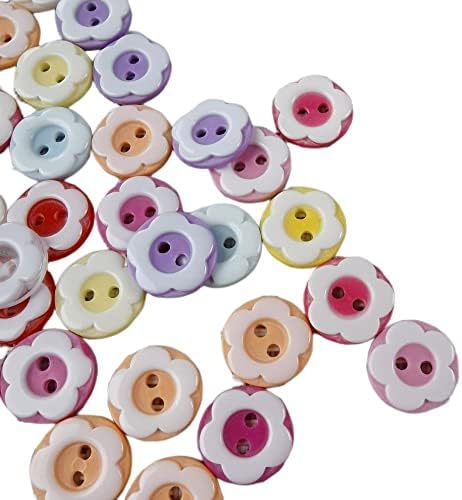 Баокиу 100 парчиња тркалезни цвеќиња со големина 1/2 инчи за уметности и занаети колекции за декорација на шиење различни копчиња за смола