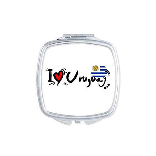 Сакам уругвај збор знаме Loveубов срце илустрација огледало преносен компактен џеб шминка двострано стакло