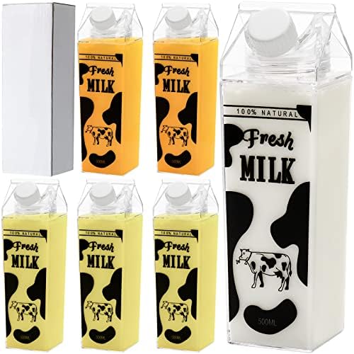 Зенфун 6 пакет 17oz чисти шишиња со вода од картон, шишиња со вода, бесплатно млеко шише со млеко, симпатична пластична квадратна млеко